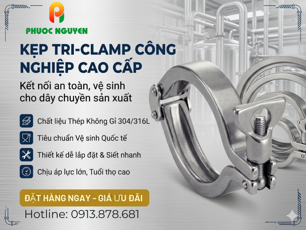 Cùm Tri-clamp Phước Nguyên – Kết Nối Vi Sinh Chuẩn Công Nghiệp